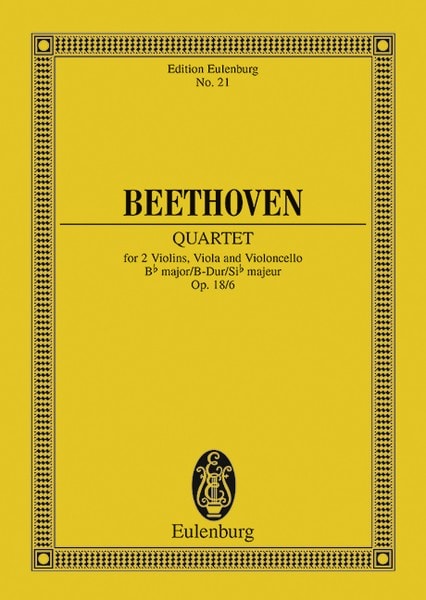 Beethoven: String Quartet Bb major Opus 18/6 (Study Score) published by Eulenburg